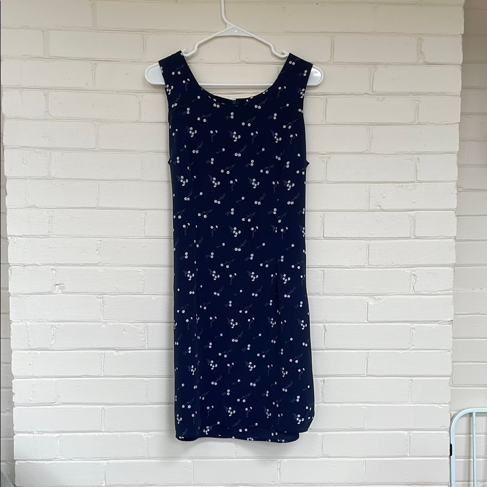 Navy Blue Floral Women's Dress